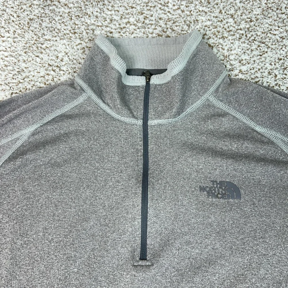 North Face Pullover Mens Medium Gray Quarter Zip Long Sleeve Athletic Hiking Top